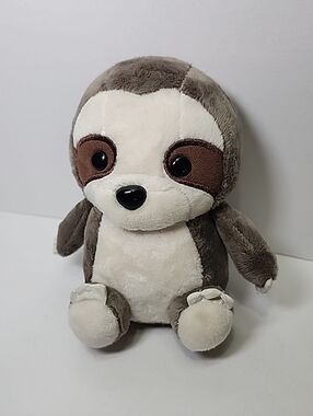 Plush Sloth Stuffed Animal - Gray and Cream Cute Soft Toy